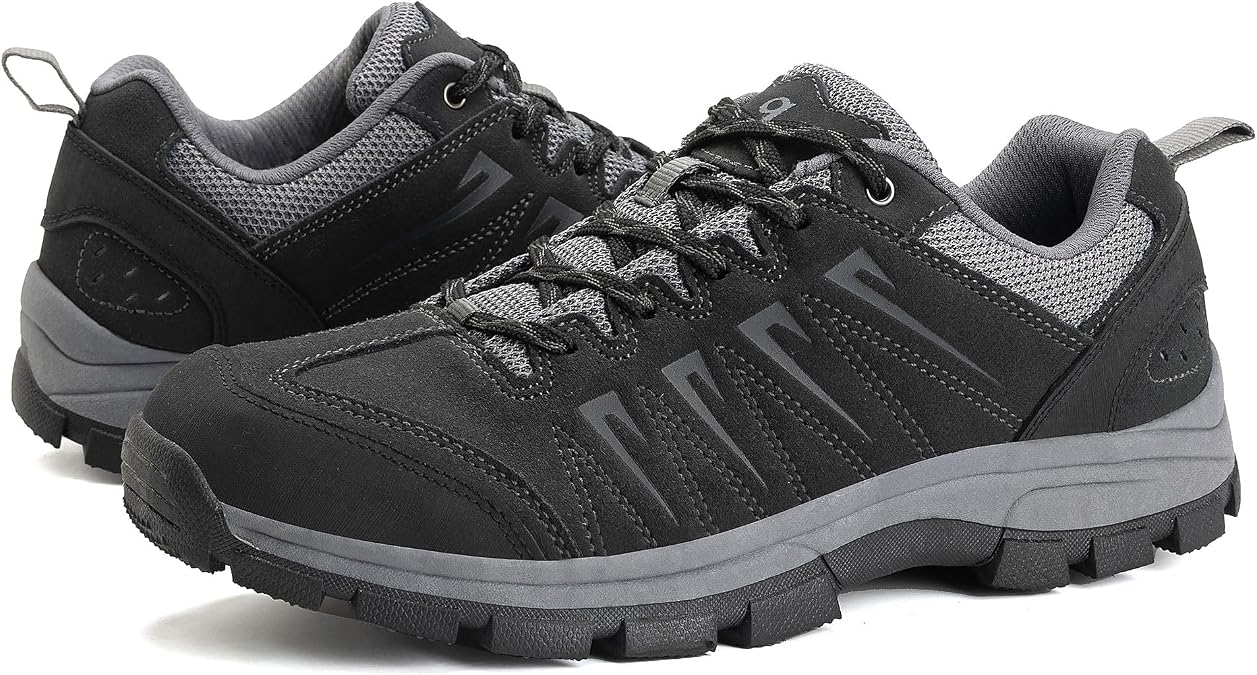 OL OUTJET LEGEND Men's Waterproof Hiking Shoes Leather Comfortable Lightweight Anti-Slip Outdoor Walking Work Sneakers