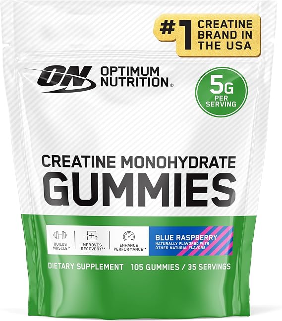 Optimum Nutrition Creatine Monohydrate Gummies, Blue Raspberry, 105 Ct