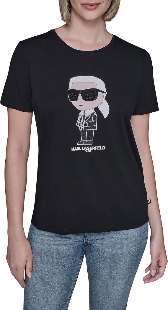 Karl Lagerfeld Women's Short Sleeve Soft Everyday Logo T-Shirt