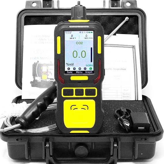 Carbon Dioxide CO2 Data Logger Analyzer | 0-100% CO2 Range with 0.1% Resolution | USA NIST Traceable Calibration