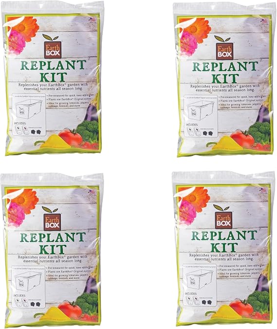 EarthBox 8-3-5 Natural Replant Kit (Pack of 4) - Fertilizer for Vegetable Gardens, Herbs, and Flowers