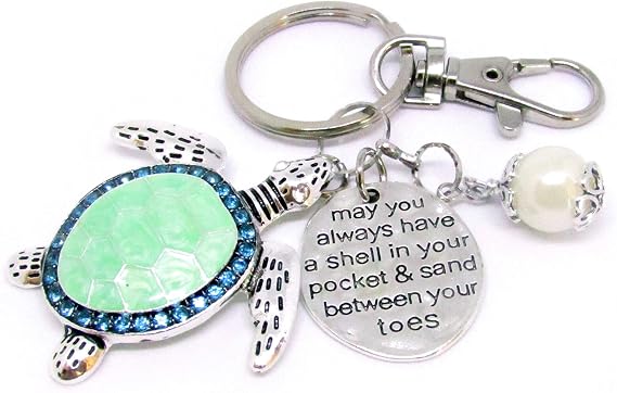 Enamel Sea Turtle Keychain, Beach Inspired Gift | A COLORFUL EVERYDAY CHARM Featuring vibrant painted detail, this piece adds playful color to your keys or bag