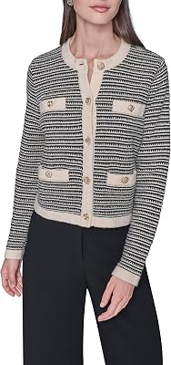 KARL LAGERFELD womens Long Sleeve Classy Preppy Essential Jacket