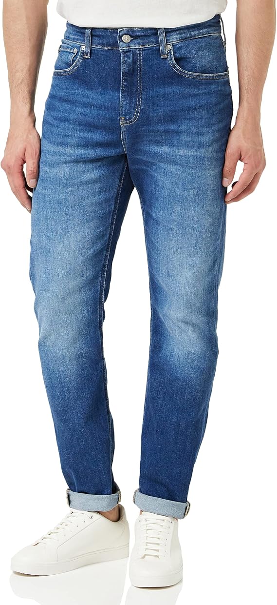 Calvin Klein Men's Slim Taper Mid Waist Jeans Blue (Denim Dark) 32W/30L