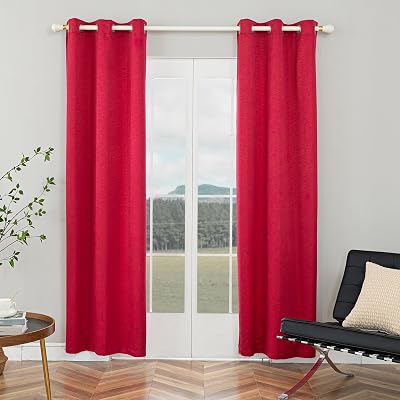 Safdie & Co. 51257.2Z.23 Curtain Panel Brick Blackout 84L Red 2 Pcs Set Curtain Panel Brick Blackout 84L Red