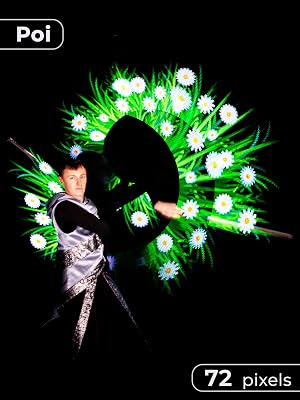 Pixel AI Poi 72 - Universal LED Poi for Photo & Logo Display - 144 LEDs - Fully Programmable Graphics - Wi-Fi Sync Included - for Festivals and Shows