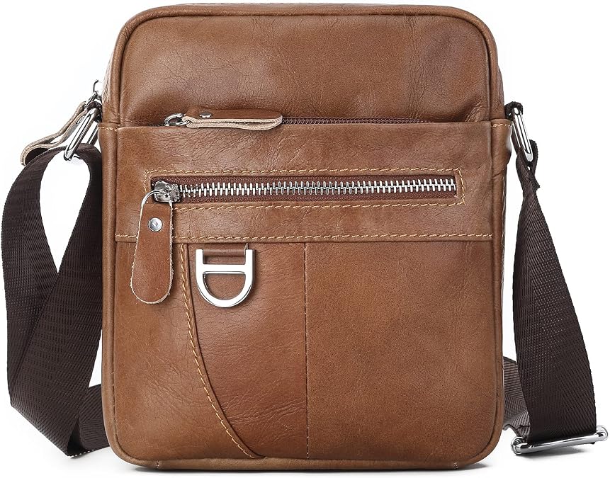 Genuine Leather Messenger Crossbody Shoulder Bag for Women Men Purse