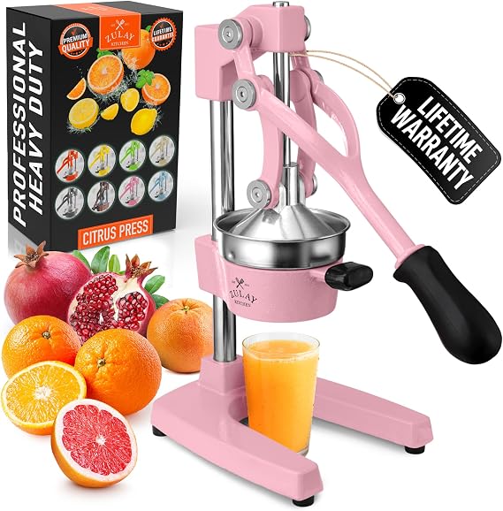 Zulay Kitchen Cast Iron Juicer - Heavy Duty Orange Juicer with Detachable Strainers for Easy Cleaning, Citrus Press for Citrus Fruits, Perfect for Bartenders, Juice Lovers & Health Enthusiasts