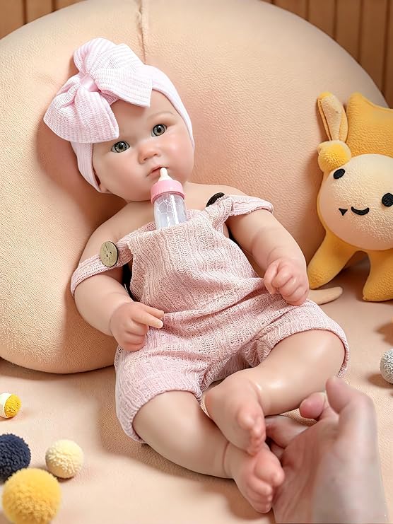Abenduot 18Inch Open Mouth Full Body Silicone Baby Doll Girl Newborn Babies