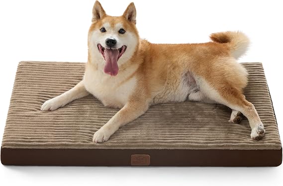 Bedsure ComfyFleece Large Dog Bed for Crate with Washable Cover, 35x22