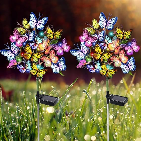 Outdoor Courtyard Lights, 2-Piece Set of 44 LED Waterproof Decorative Courtyard Lawn, Mother's Day Gift (2 Pack) [Energy Class A]