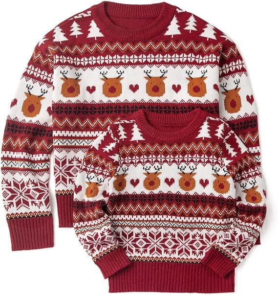 Simplee kids Ugly Christmas Sweater Family Matching Outfits for Holiday Party Knitted Pullover