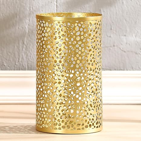Metal Gold Trash Can, Modern Gold Garbage Can for Office