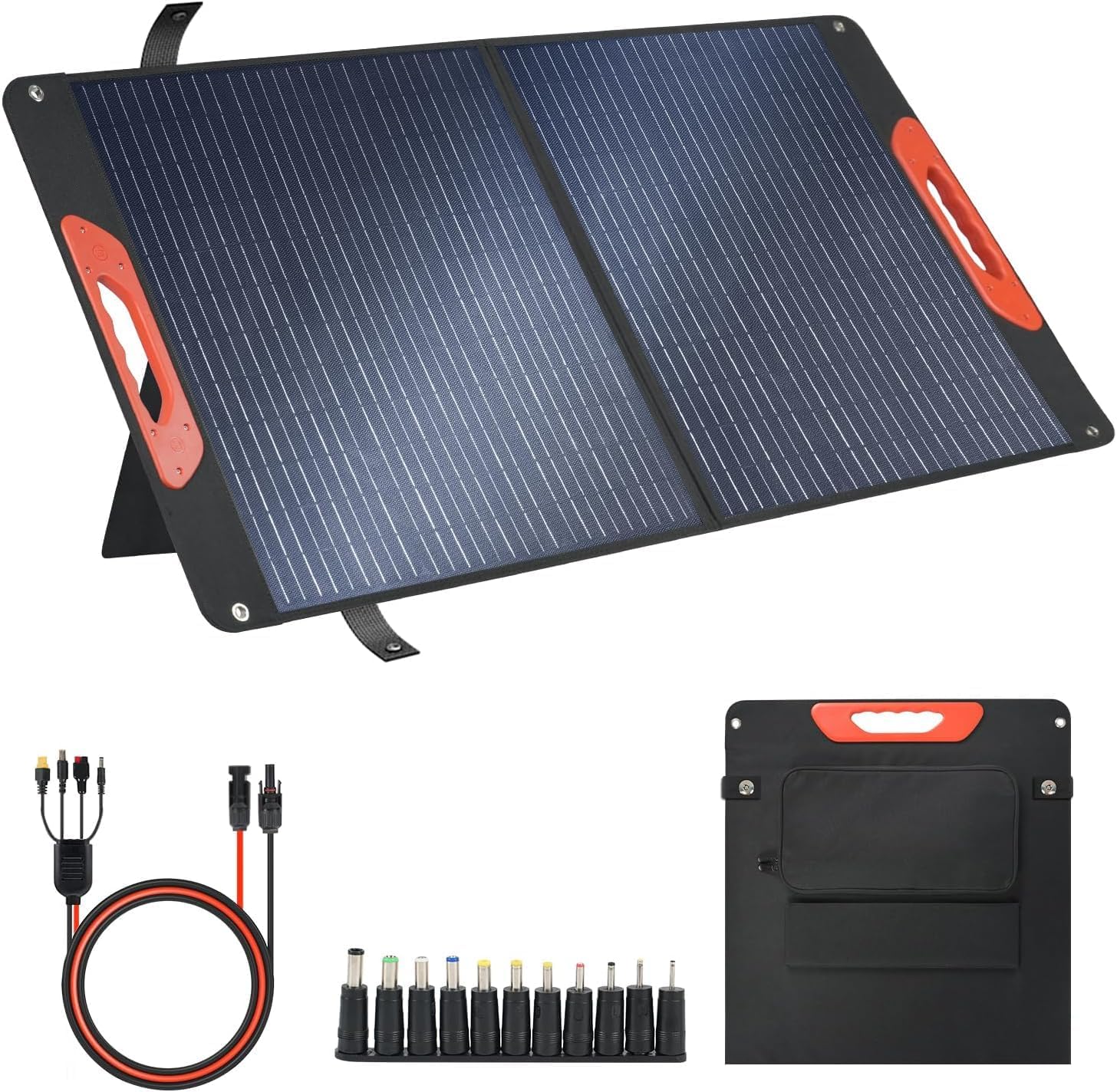 100W Foldable Solar Panel - Charger for Power Stations | Monocrystalline 23.5% High Efficiency QC3.0 USB-AUSB-C Output | IP65 Waterproof | Portable for Camping, RV, Emergency Blackout