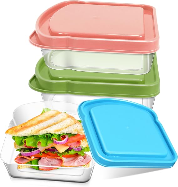 3 Pack Reusable Sandwich Containers for Lunch