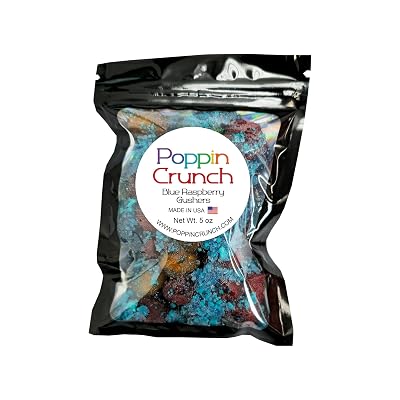 Poppin Crunch Blue Raspberry Gushers Candy Snacks, 1-2 LBS, Choice of Sweet or Sour Bonbon Gummy Candies 5 ounces, Sweet
