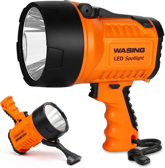Rechargeable 1000 Lumens Spotlight USB and AC Charging 10 Watt Ultra Bright Portable Searchlight Emergency Work Light Tactical Handheld LED Flashlight for Home Maintenance Outdoor Activities