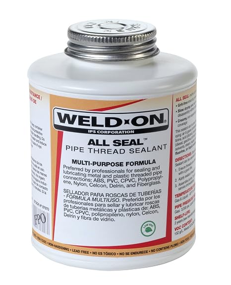 Weld-On 87665 All Seal Multi-Purpose Pipe Thread Sealant, Beige, 1/2 Pint