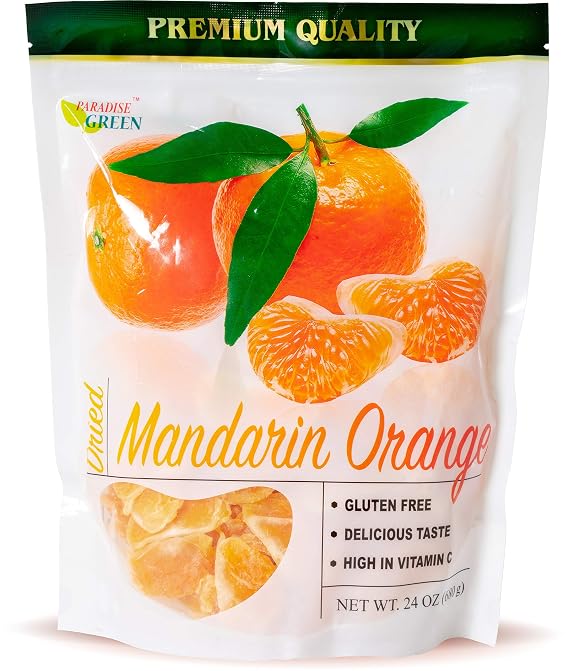 Paradise Green - Dried Mandarin Oranges 24oz - Sweet Dehydrated Mandarin Orange Sun Dried In Nature, Vegan (Kosher Certified), Dairy Free, 1.5 LBS