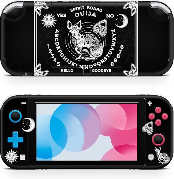 ZOOMHITSKINS Skin Compatible with Switch Lite, Black Fox Ouija Horror Pattern, Durable 3M Vinyl Decal Wrap, Bubble-Free, Made in USA