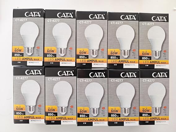 CATA CT-4277B LED Ampul, 9 W, 730 lm, Beyaz Işık 10 lu paket