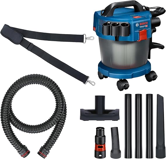 Bosch Professional 18V System Industrial Dust Extractor Gas 18V-10 L (incl.1.6 m Hose, 3X Extension Tubes, Without Battery/Charger)
