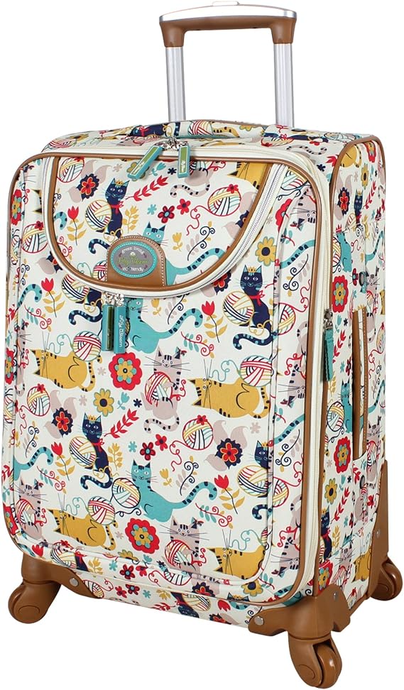 Lily Bloom Design Pattern Carry On Luggage with Spinner Wheels Expandable 20 Inch Suitcase (Furry Friends)