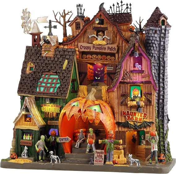 Lemax Creepy Pumpkin Patch Lighted Facade, 11.4-in, 11.42-in