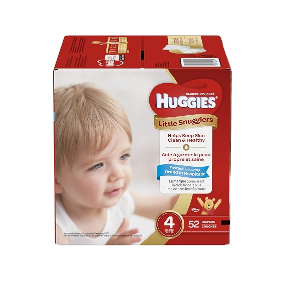 HUGGIES Little Snugglers Baby Diapers, Size 4, 52 ct