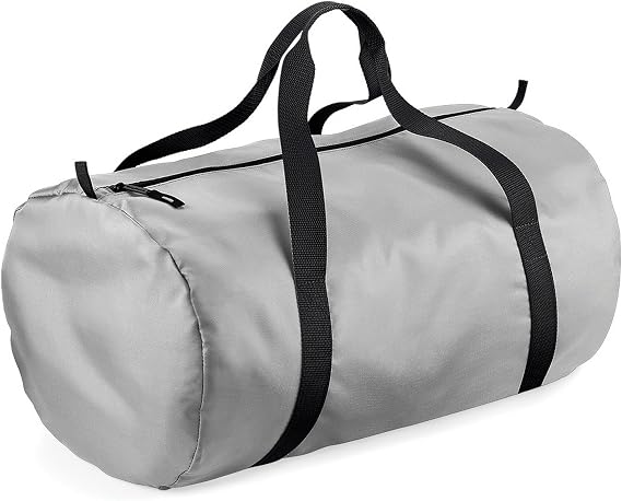 BagBase Packaway Barrel Bag/Duffel Water Resistant Travel Bag (8 Gallons) (One Size) (Silver/Black)
