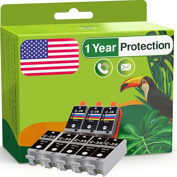 Limeink Compatible Ink Cartridge Replacement for Canon PGI-35 & CLI-36 Ink Cartridges Color Set Use for PIXMA iP100 PIXMA iP110 Series Printers 1509b002 1511B002 (5 Black, 3 Color)