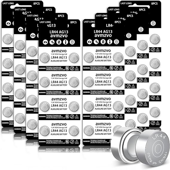 LR44 Button Cell Batteries LR 44 Battery AG13 Button Cells (64 Pieces) No Mercury, 1.5 V, 357/357A/L1154/A76/GPA76