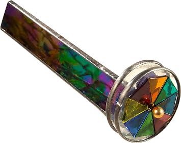 J Devlin Kal 110 Double Wheel Kaleidoscope Black Iridescent Stained Glass Gift for Dad