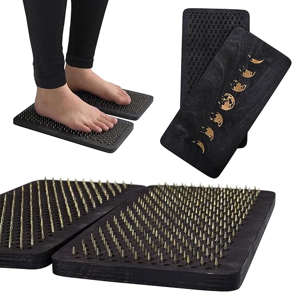Sadhu board, Wooden Yoga Board for Acupressure and Meditation with Nails for Deep Tissue Massage, Acupuncture Massage, Nails Distance 0.39 In (10 mm)