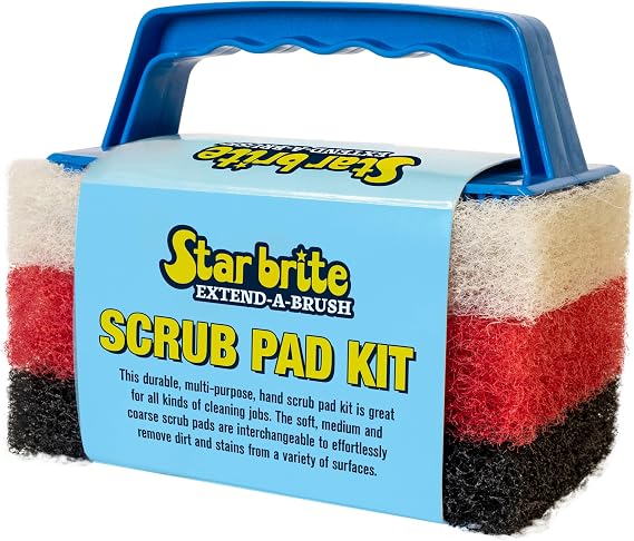 STAR BRITE Scrub Pad with Detachable Handle - Fine, Medium & Coarse; Choose from 3 Different Textures