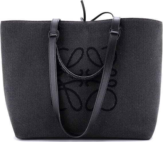 Pre-Loved Anagram Square Basket Tote Canvas Medium, Black