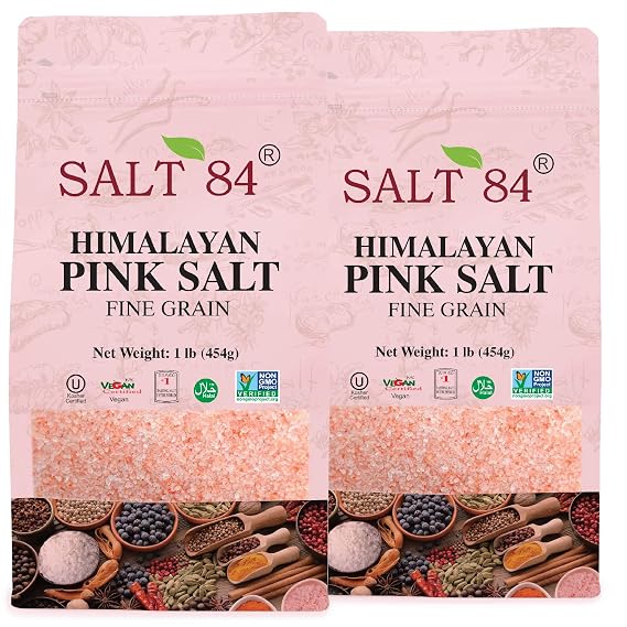 SALT 84 Himalayan Pink Salt, Fine Grain, 1 Pound (Pack of 2)