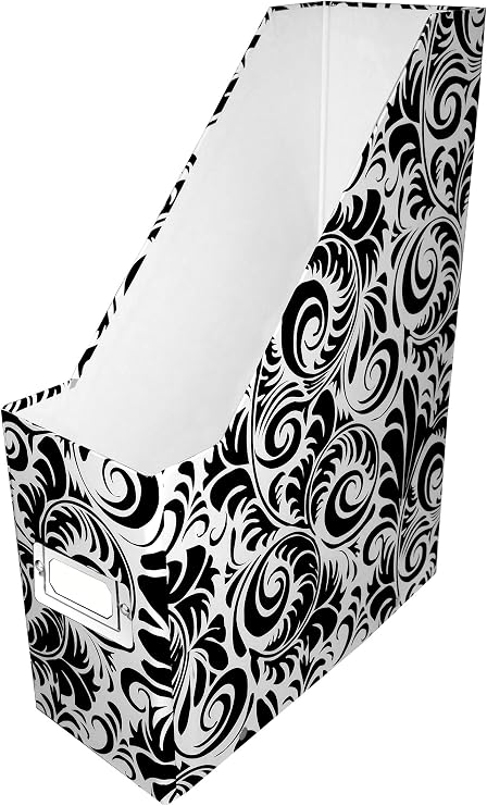 Snap-N-Store Magazine File, 12.25 x 9.75 x 3.75 Inches, Back To School Supplies for College Students, Black and White Scroll (SNS01837)
