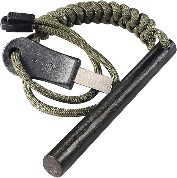 4" Survival Ferro Rod Drilled Flint Fire Starter and Striker Kit