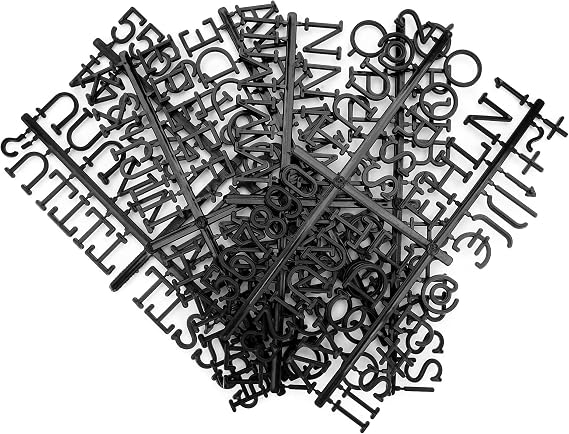 Veskaoty 1 Inch Letters for Felt Letter Board, 188 Pcs, Refill Kit, Black | Plastic characters, numbers, symbols, as a replacement set for changeable message boards, announcement signs, classroom decor