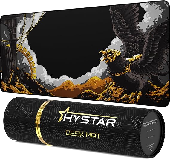 Hystar Extended Gaming Mouse Pad | XXL 36" x 16" | 5mm Thick, Waterproof Surface, Smooth Polyester Fabric, and Natural Rubber Base | Mythic Griffin