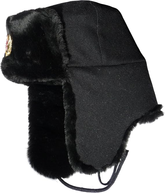 Ushanka winter hat Russian Navy Seaman Black-56, Soviet Red Star insignia
