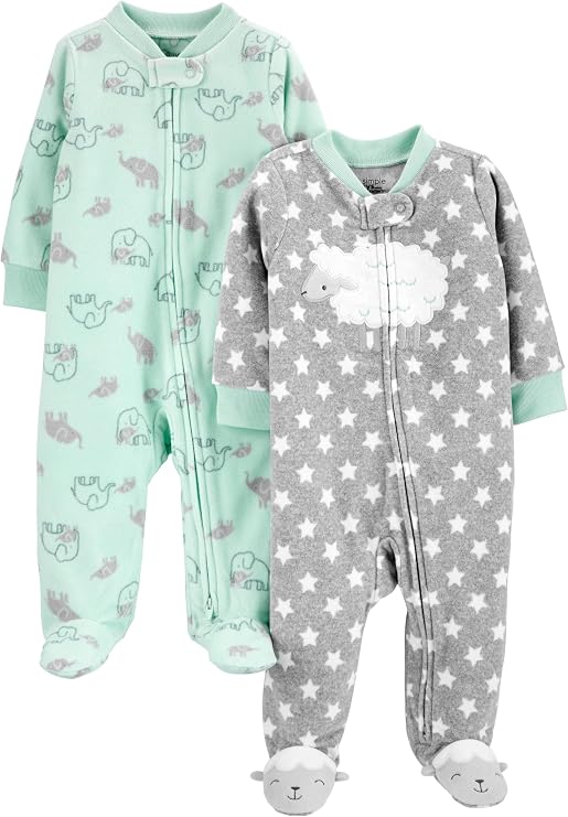 Simple Joys by Carter's Unisex Baby 2-pack Neutral Fleece Footed Sleep and Play