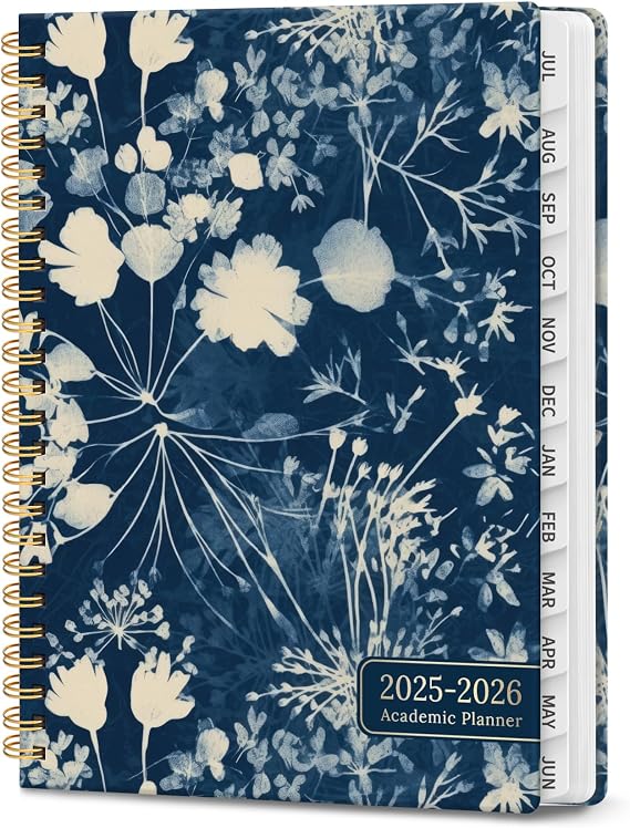 Planner 2025-2026, Monthly and Weekly Calendar Academic Planner (July 2025 - June 2026), Hardcover Student Teacher Planning Agenda Book with Tabs, Perfect for Office School Supplies, A5 (6.3" x 8.5") - Mystic Blooms