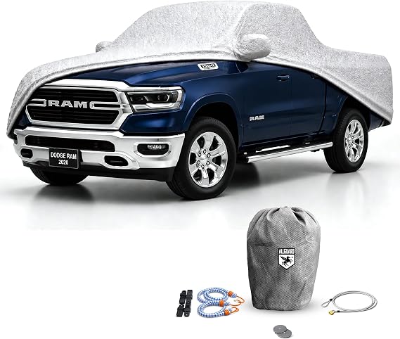 AllGuard Dodge Ram 1500 Truck Cover for D100 SRT-10 Regular Cab 6.25-6.5' (1981-2024), Weatherproof Shield Outdoor Cover for Snow, Rain & Dust, Fleece Lined, Better Than Waterproof,