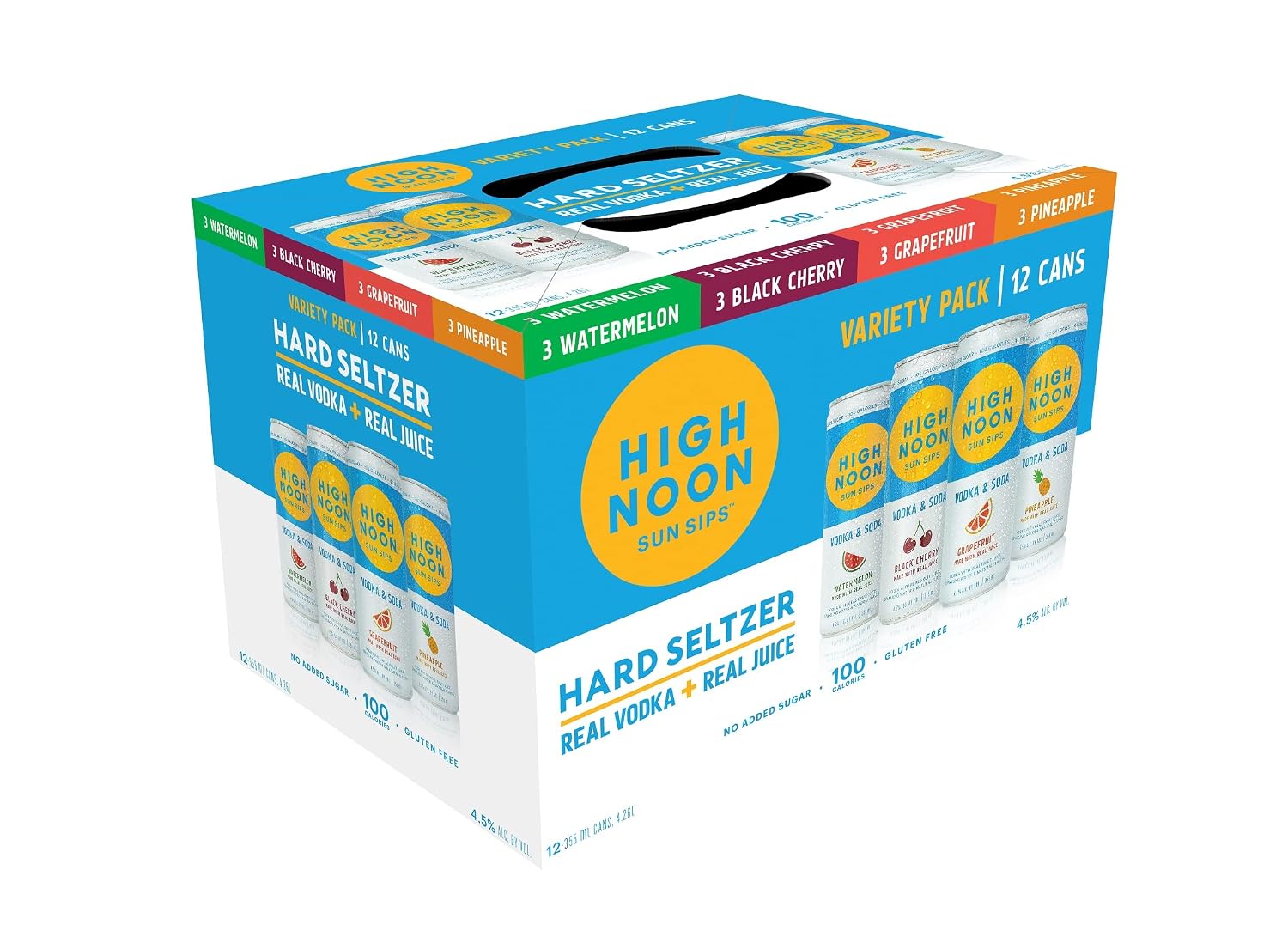 High Noon Vodka Hard Seltzer Variety Pack, 12 pk, 355ml cans, 4.5% ABV
