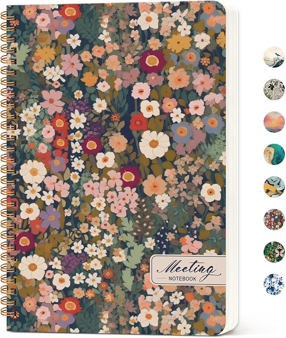 Taja Meeting Notebook for Work, Project Planner, 6.9" X 9.7", 140 Pages