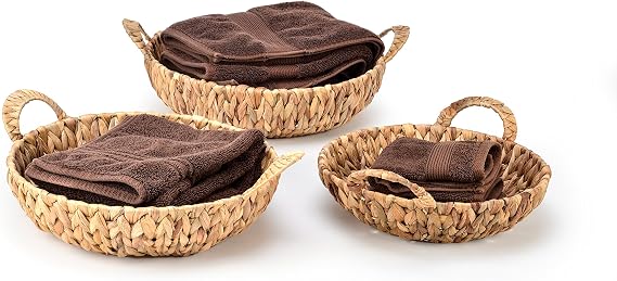 Trademark Innovations Set of 3 Round Hyacinth Baskets with Handles