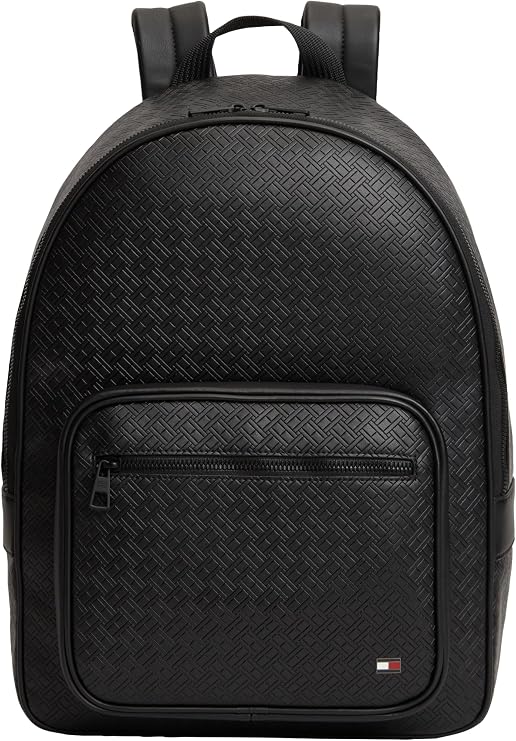 Tommy Hilfiger Men's Embossed Flag Backpack, BLACK One Size