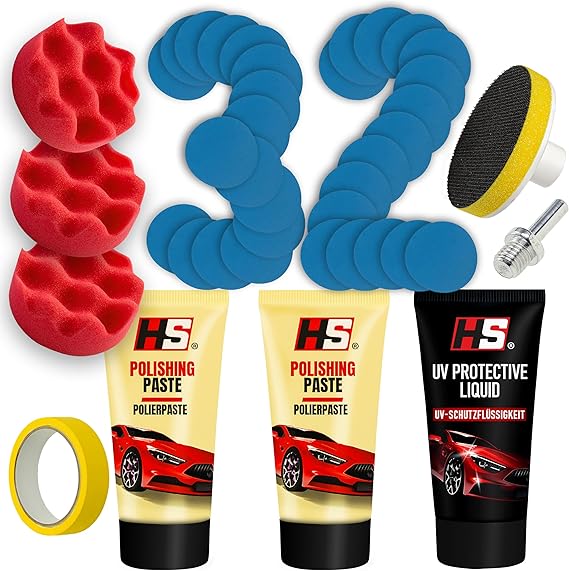 HS Headlight Restoration Kit, Complete set for Polishing Dull Headlights